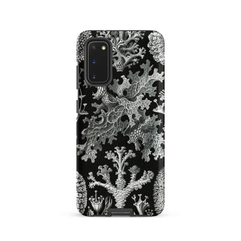 Lichenes Flechten - Ernst Haeckel Samsung Case, Galaxy S20 / Matte, Black Smartphone Case White Coral Lichen Pattern