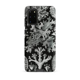 Lichenes Flechten - Ernst Haeckel Samsung Case, Galaxy S20 Plus / Matte, Black Smartphone Case White Intricate Botanical Pattern