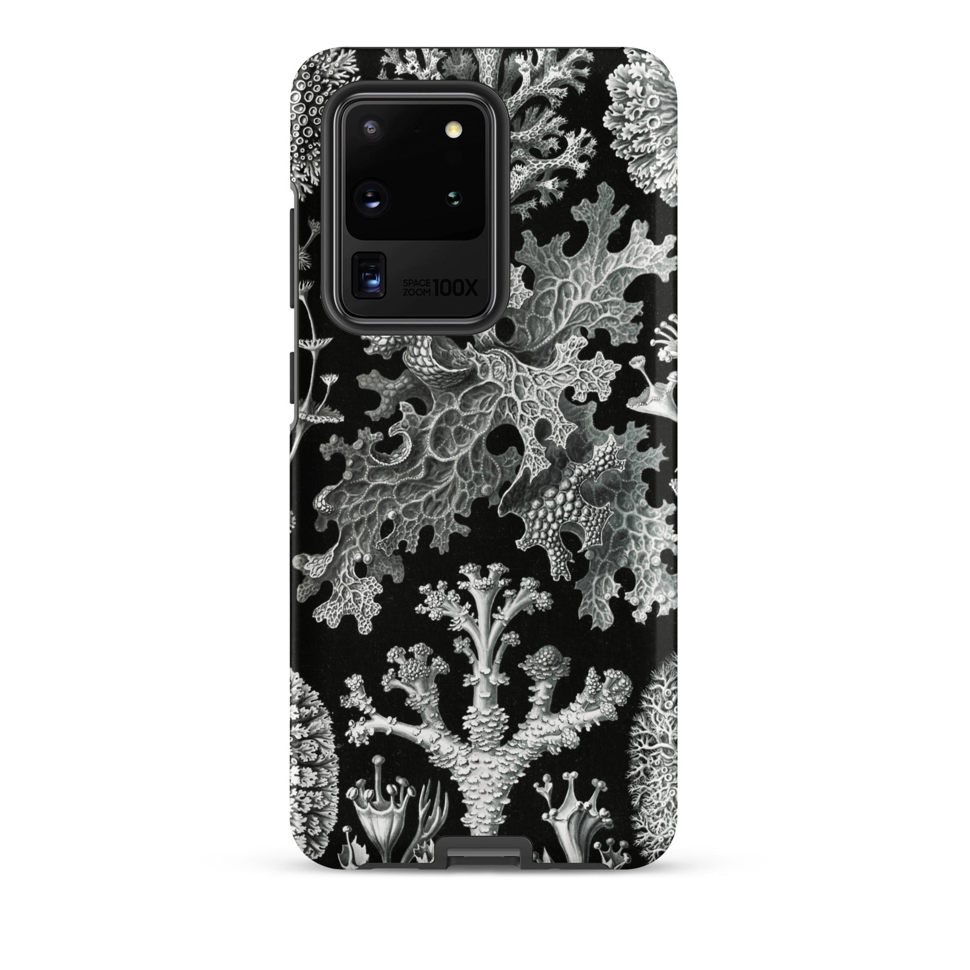 Lichenes Flechten Ernst Haeckel Samsung Case, Galaxy S20 Ultra / Matte, Black Smartphone Case White Coral Lichen Pattern