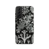 Lichenes Flechten - Ernst Haeckel Samsung Case, Galaxy S21 / Matte, Black Smartphone Case Detailed White Botanical Illustration Types