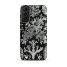 Lichenes Flechten Ernst Haeckel Samsung Case, Galaxy S21 Plus / Matte, Black Smartphone Case Intricate White Coral Lichen Pattern