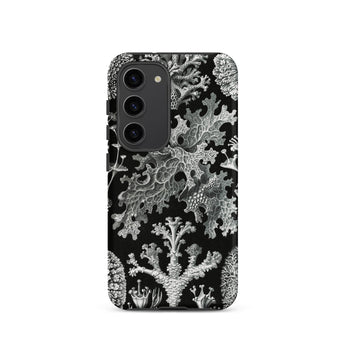 Lichenes Flechten - Ernst Haeckel Samsung Case, Galaxy S23 / Matte, Black Smartphone Case Detailed White Grey Botanical Pattern