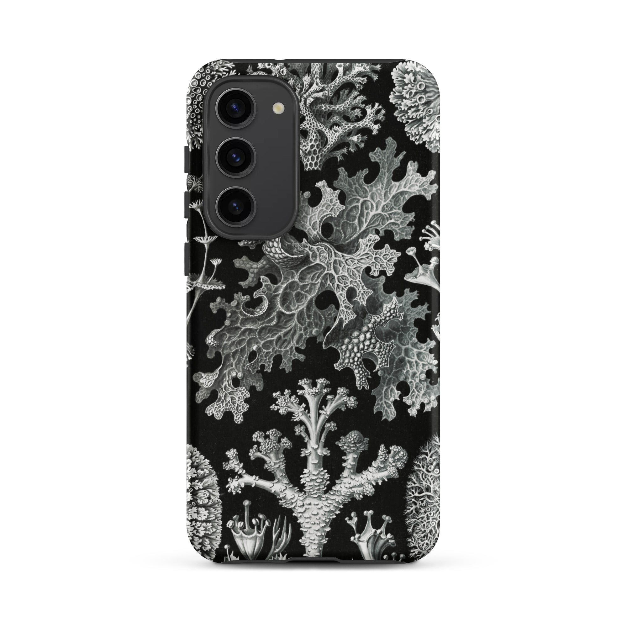 Lichenes Flechten Ernst Haeckel Samsung Case, Galaxy S23 Plus / Matte, Smartphone Case Black White Coral Lichen Pattern