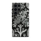 Lichenes Flechten Ernst Haeckel Samsung Case, Galaxy S23 Ultra / Matte, Black Phone Case White Intricate Coral Like Pattern