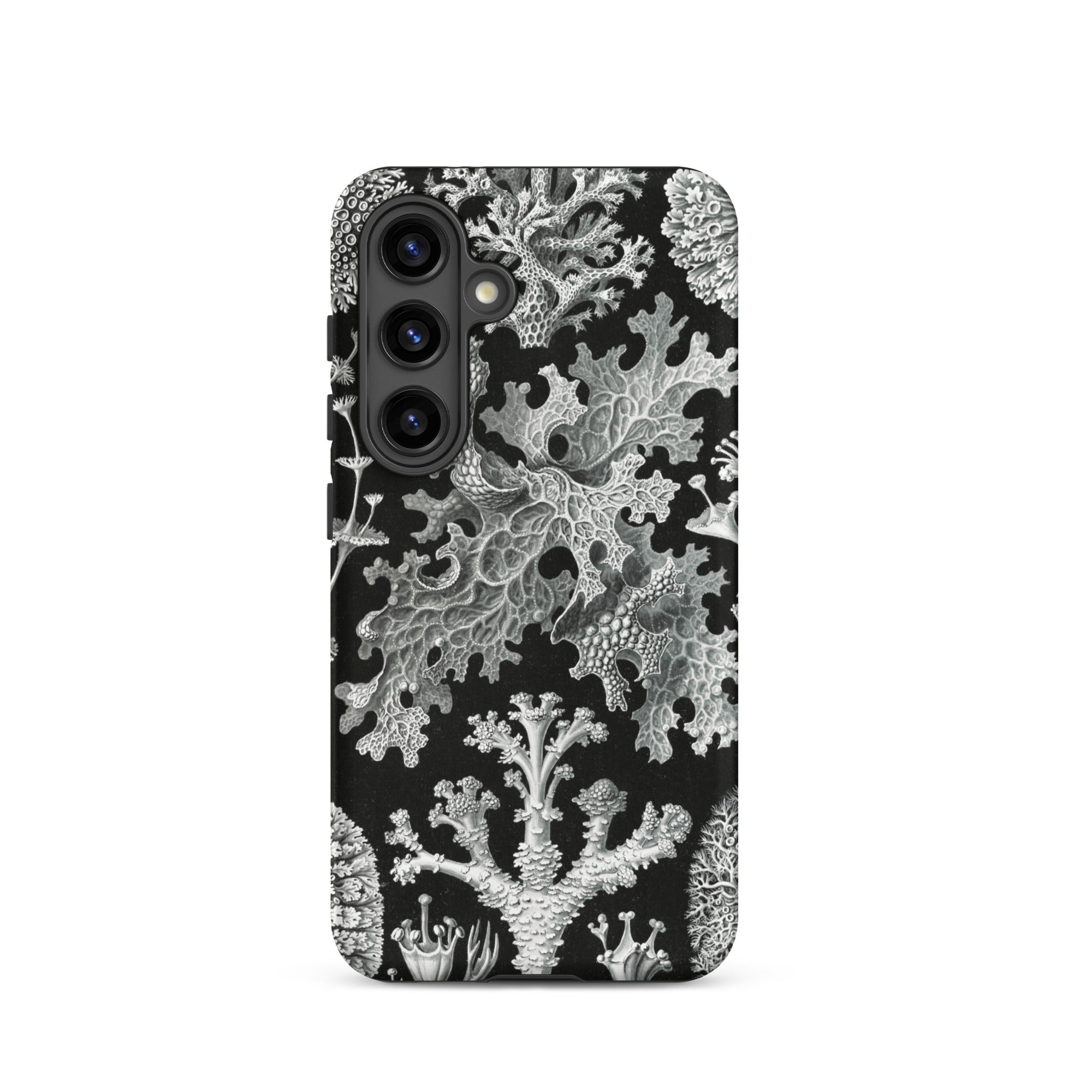 Lichenes Flechten Ernst Haeckel Samsung Case, Galaxy S24 / Matte, Black Smartphone Case White Coral Marine Plant Pattern