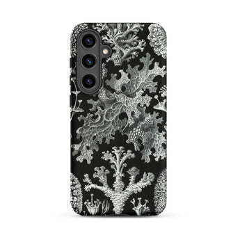 Lichenes Flechten - Ernst Haeckel Samsung Case, Galaxy S24 Plus / Matte, Black Phone Case Intricate White Coral Lichen Pattern