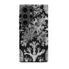 Lichenes Flechten Ernst Haeckel Samsung Case, Galaxy S24 Ultra / Matte, Black Smartphone Case White Intricate Botanical Pattern