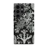 Lichenes Flechten - Ernst Haeckel Samsung Case, Galaxy S24 Ultra / Matte, Black Smartphone Case White Intricate Botanical Pattern