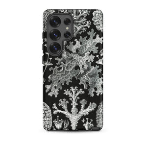 Lichenes Flechten - Ernst Haeckel Samsung Case, Galaxy S25 Ultra / Matte, Black Phone Case White Botanical Illustration Fungi Coral-like