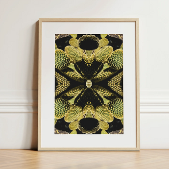 Life on Mars - Trippy Botanical Op Art Print / Canvas, 12x16’’ / 31x41cm / Natural Frame / Matboard, Posters Prints & Visual Artwork, Toby