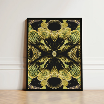 Framed Abstract Cactus Art Print Symmetrical Kaleidoscopic Design Cacti Reign Supreme, Trippy Botanical Succulent, Xeriscape Odyssey