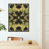 Life on Mars - Trippy Botanical Op Art Print / Canvas Framed Artwork Symmetrical Kaleidoscopic Pattern Green Cacti Black Reign Supreme,