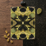 Life on Mars - Trippy Botanical Op Art Print / Canvas Rectangular Card Symmetrical Kaleidoscopic Design Green Yellow Cactus Cacti Reign