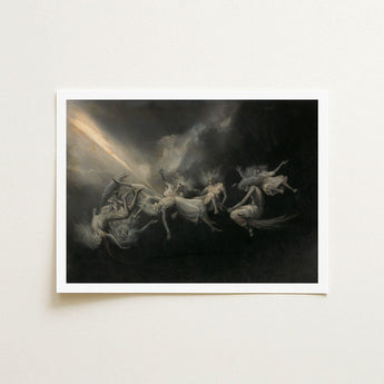 Lightning Struck a Flock of Witches - William Holbrook Beard Art Print / Canvas, Molten Seam Opening, Launches Seven Night-sisters Prints
