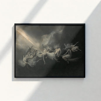 Black-framed Artwork Dramatic Monochromatic Scene Figures Motion Dark William Holbrook Beard, Molten Seam Opening, Launches Seven