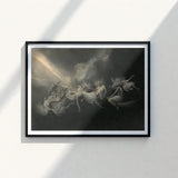 Black-framed Artwork Dramatic Monochromatic Scene Figures Motion Dark William Holbrook Beard, Molten Seam Opening, Launches Seven