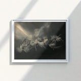 Framed Artwork Dramatic Dark-toned Classical Painting Figures Motion William Holbrook Beard, Molten Seam Opening, Launches Seven