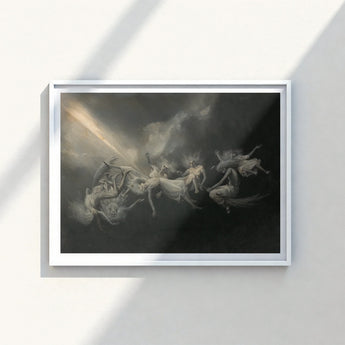 Framed Artwork Dramatic Dark-toned Classical Painting Figures Motion William Holbrook Beard, Molten Seam Opening, Launches Seven