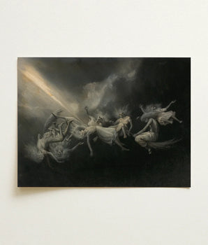 Darkly Painted Canvas Skeletal Figures White Garments Caught William Holbrook Beard, Molten Seam Opening, Launches Seven Night-sisters
