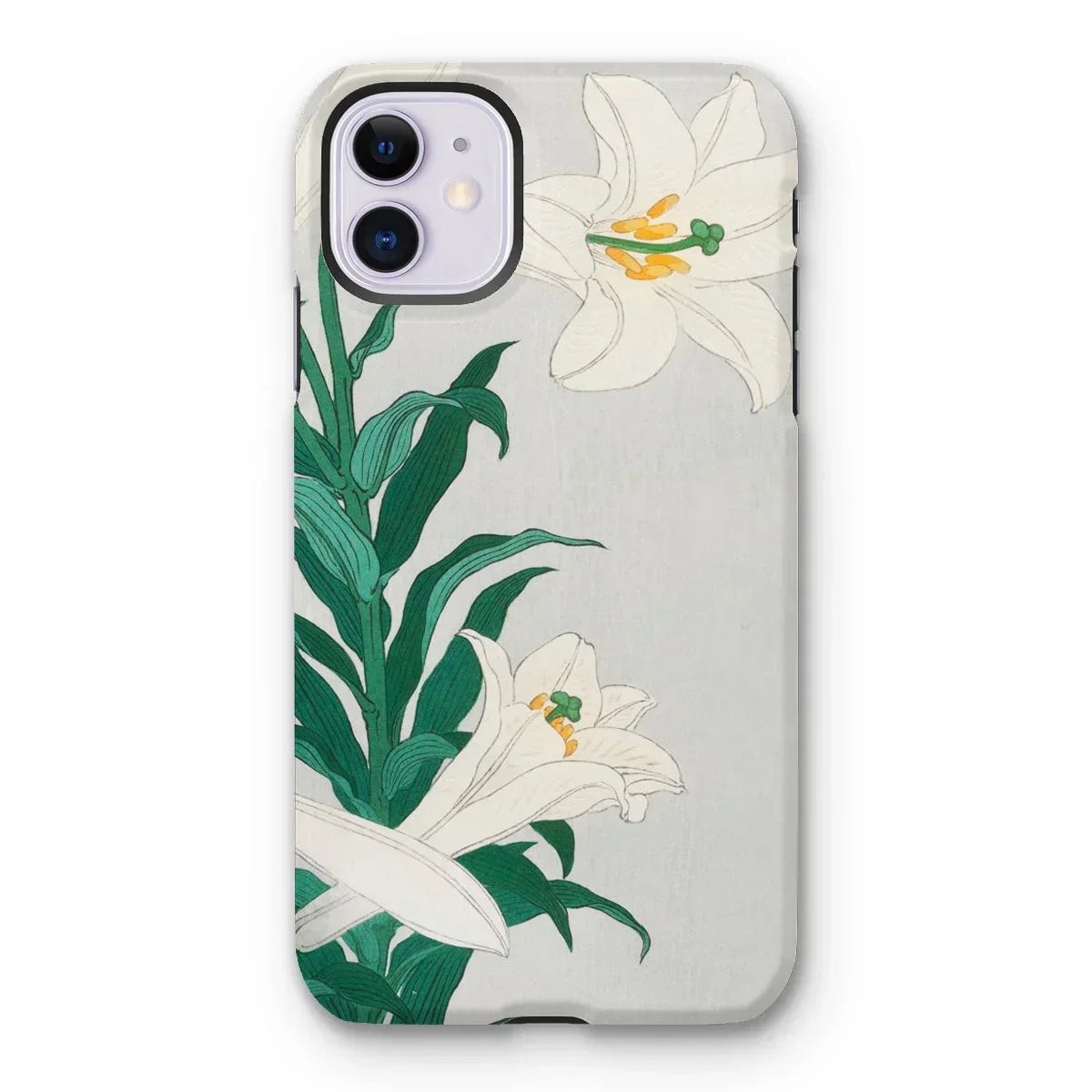 Lilies - Ohara Koson Shin-hanga Art Iphone Case, 11 / Matte, Floral-patterned Iphone Case White Lilies Green Leaves Light