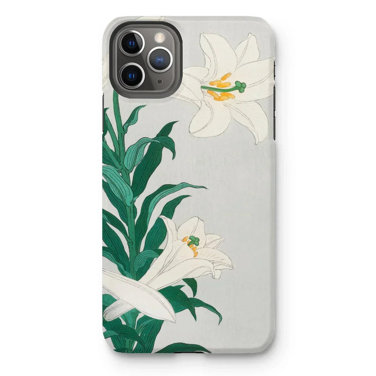 Lilies - Ohara Koson Shin-hanga Art Iphone Case, 11 Pro Max / Matte, Iphone Case Floral Design White Lilies Green Leaves