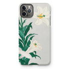 Lilies - Ohara Koson Shin-hanga Art Iphone Case, 11 Pro Max / Matte, Iphone Case Floral Design White Lilies Green Leaves
