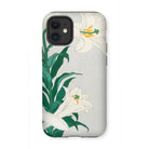 Lilies - Ohara Koson Shin-hanga Art Iphone Case, 12 Mini / Matte, Floral-patterned Iphone Case White Lilies Green Leaves