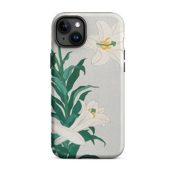 Lilies - Ohara Koson Shin-hanga Art Iphone Case, 15 Plus / Matte, Floral-patterned Phone Case