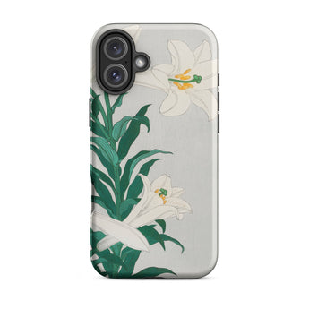 Lilies - Ohara Koson Shin-hanga Art Iphone Case, 16 Plus / Matte, Floral-patterned Phone Case
