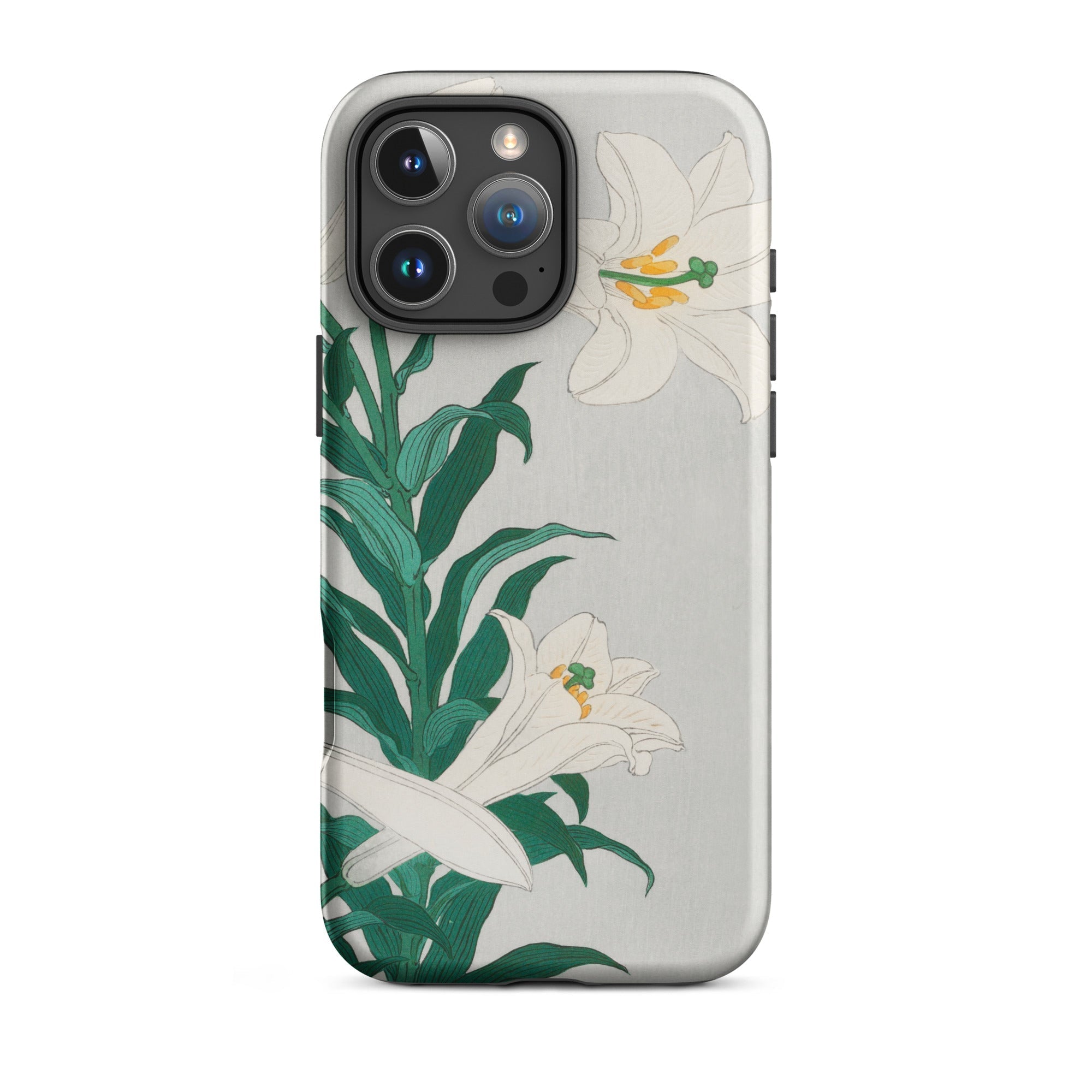 Lilies - Ohara Koson Shin-hanga Art Iphone Case, 16 Pro Max / Matte, Floral-patterned Phone Case
