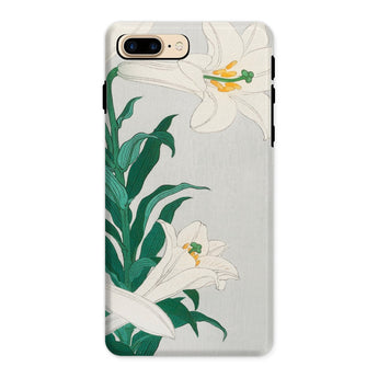 Lilies - Ohara Koson Shin-hanga Art Iphone Case, 8 Plus / Matte, Floral-patterned Smartphone Case White Lilies Green Leaves