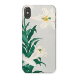Lilies - Ohara Koson Shin-hanga Art Iphone Case, x / Matte, Phone Case White Lily Flower Design Green Leaves