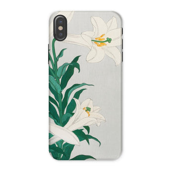 Lilies - Ohara Koson Shin-hanga Art Iphone Case, x / Matte, Phone Case White Lily Flower Design Green Leaves