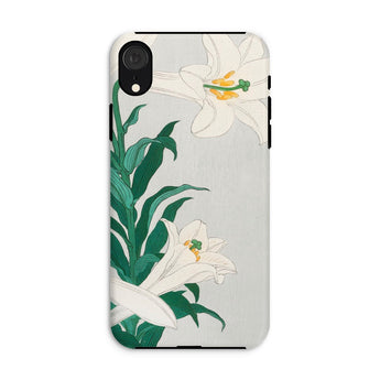 Lilies - Ohara Koson Shin-hanga Art Iphone Case, Xr / Matte, Phone Case Floral Lily Design White Flowers Green