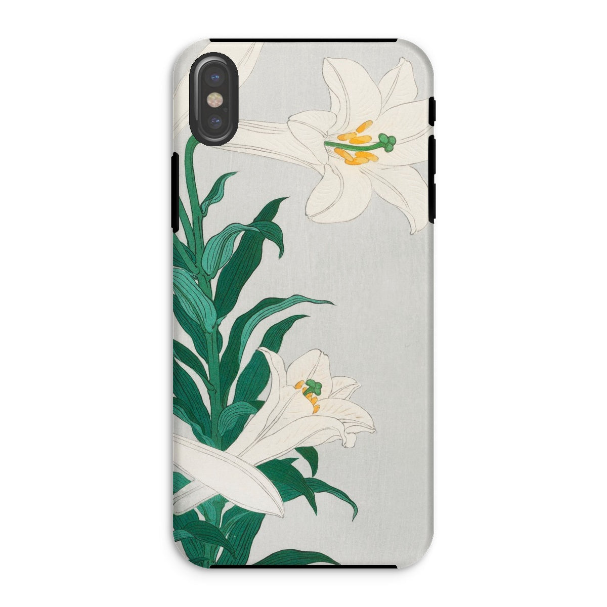 Lilies Ohara Koson Shin Hanga Art Iphone Case, Xs / Matte, Phone Case White Lily Flower Design Green Leaves