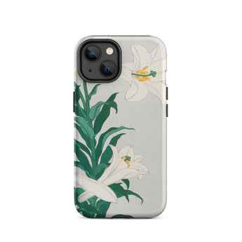 Lilies - Ohara Koson Shin-hanga Art Phone Case Iphone 14 / Matte Floral-patterned Phone Case Ohara Koson’s Shin-hanga, Shin-hanga
