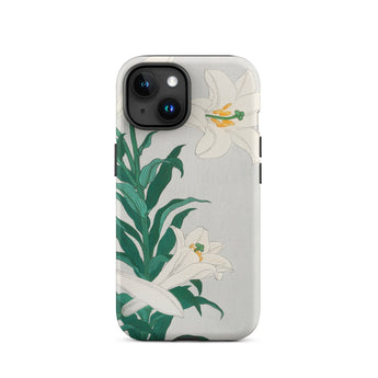 Lilies - Ohara Koson Shin-hanga Art Phone Case Iphone 15 / Matte Floral-patterned Phone Case Ohara Koson’s Shin-hanga, Shin-hanga