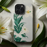 Lilies - Ohara Koson Shin-hanga Art Phone Case Sleek White Phone Case Adorned Delicate Illustration Lilies Ohara Koson’s Shin-hanga,