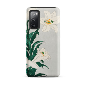 Lilies - Ohara Koson Shin-hanga Art Samsung Case, Galaxy S20 Fe / Matte, Smartphone Case White Lily Green Foliage Design Light