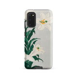 Lilies - Ohara Koson Shin-hanga Art Samsung Case, Galaxy S20 / Matte, White Smartphone Case Elegant Lily Floral Design