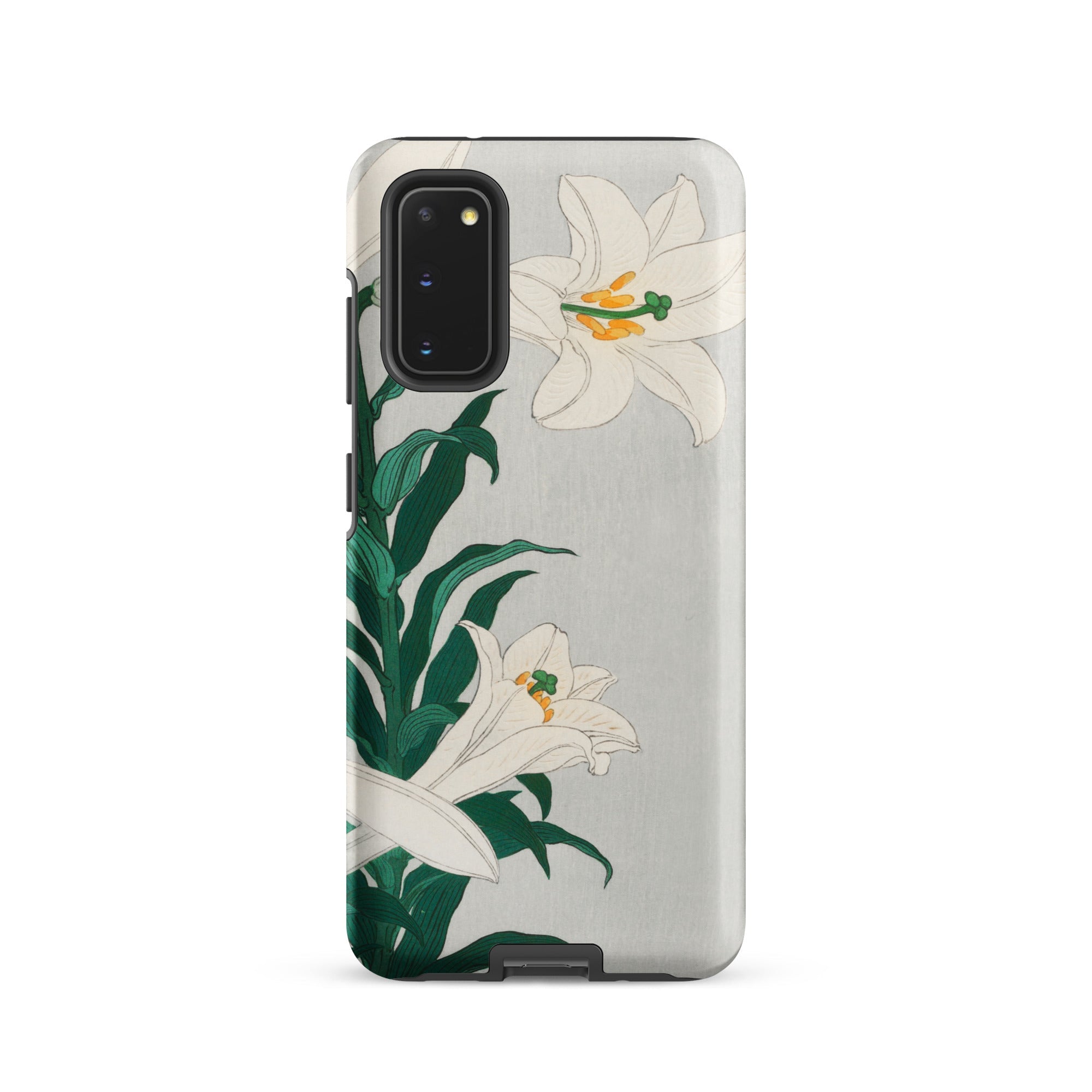 Lilies Ohara Koson Shin Hanga Art Samsung Case, Galaxy S20 / Matte, White Smartphone Case Elegant Lily Floral Design