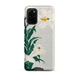 Lilies - Ohara Koson Shin-hanga Art Samsung Case, Galaxy S20 Plus / Matte, Smartphone Case White Lily Floral Design Light Gray