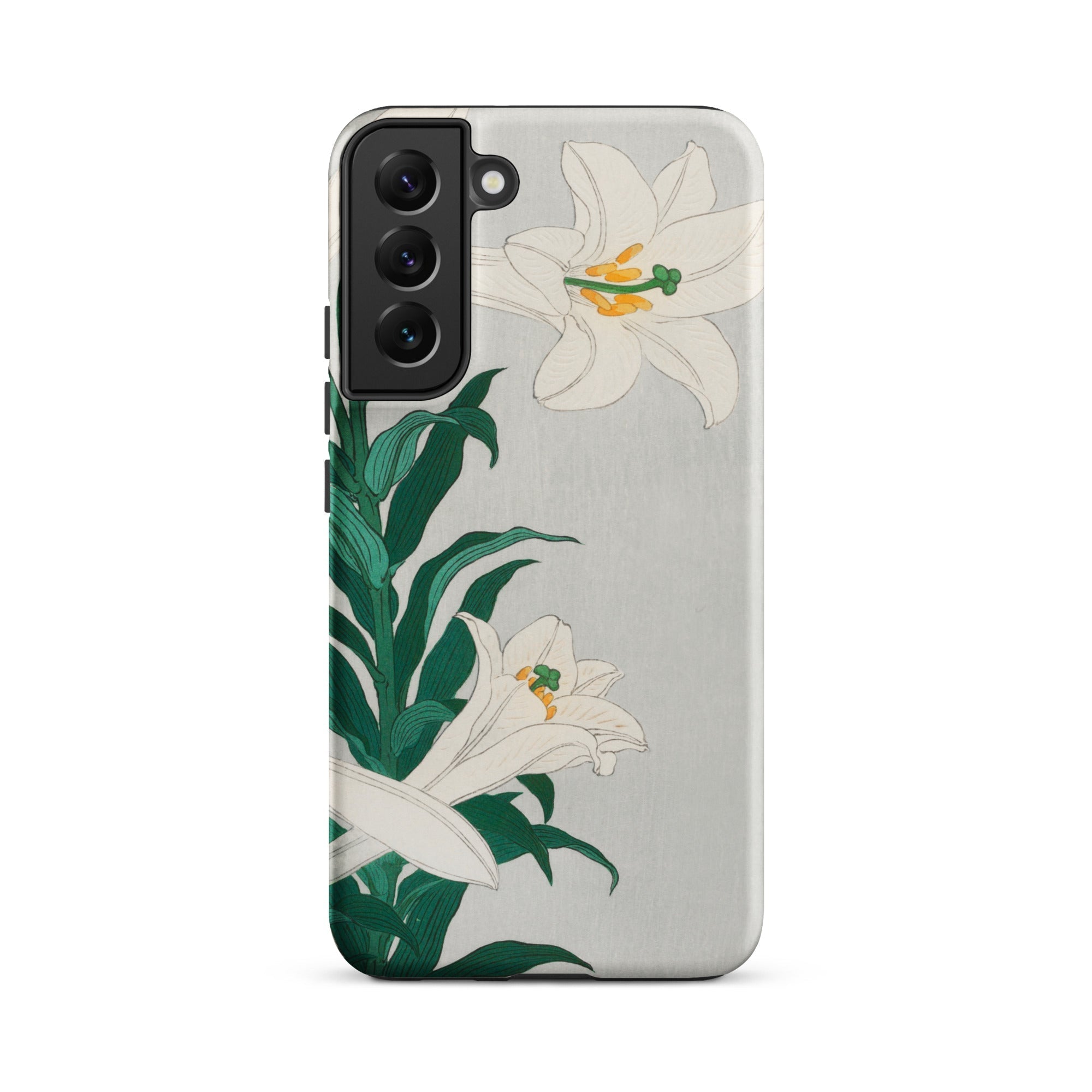 Lilies Ohara Koson Shin Hanga Art Samsung Case, Galaxy S22 Plus / Matte, White Green Floral Patterned Smartphone Case