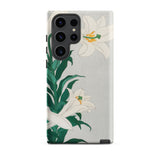 Lilies - Ohara Koson Shin-hanga Art Samsung Case, Galaxy S23 Ultra / Matte, White Phone Case Botanical Illustration Lilies Light Gray