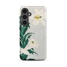 Lilies Ohara Koson Shin Hanga Art Samsung Case, Galaxy S24 Plus / Matte, Smartphone Case White Lily Green Foliage Design