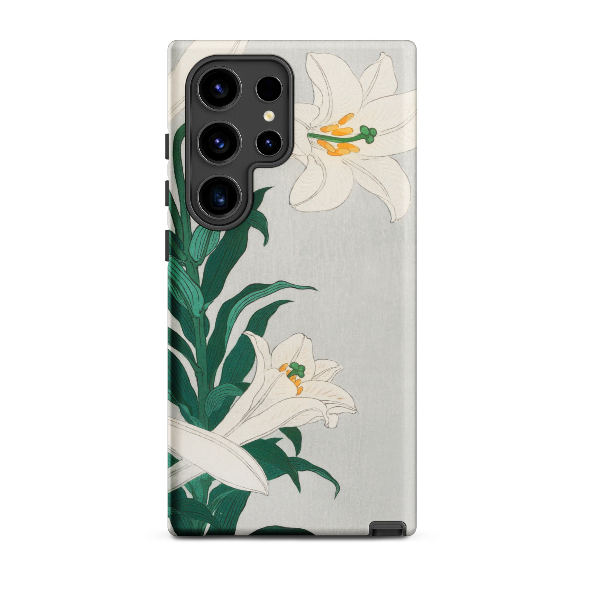 Lilies Ohara Koson Shin Hanga Art Samsung Case, Galaxy S24 Ultra / Matte, Phone Case White Lily Floral Design