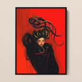 Lilith - Sapphic Witch Art Framed Canvas, 12x16’’ / 31x41cm / Black Floating Frame, Medusa-inspired Framed Artwork