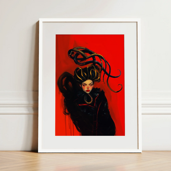 Lilith - Sapphic Witch Art Print / Canvas, 12x16’’ / 31x41cm / White Frame / Matboard, Posters Prints & Visual Artwork, Toby Leon