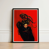 Black-framed Art Print Stylized Illustration Woman Dark Hair Sapphic Witch