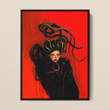 Lilith - Sapphic Witch Art Print / Canvas Digital Artwork Sleek Black Frame Illustrated Woman Dramatic, Prints